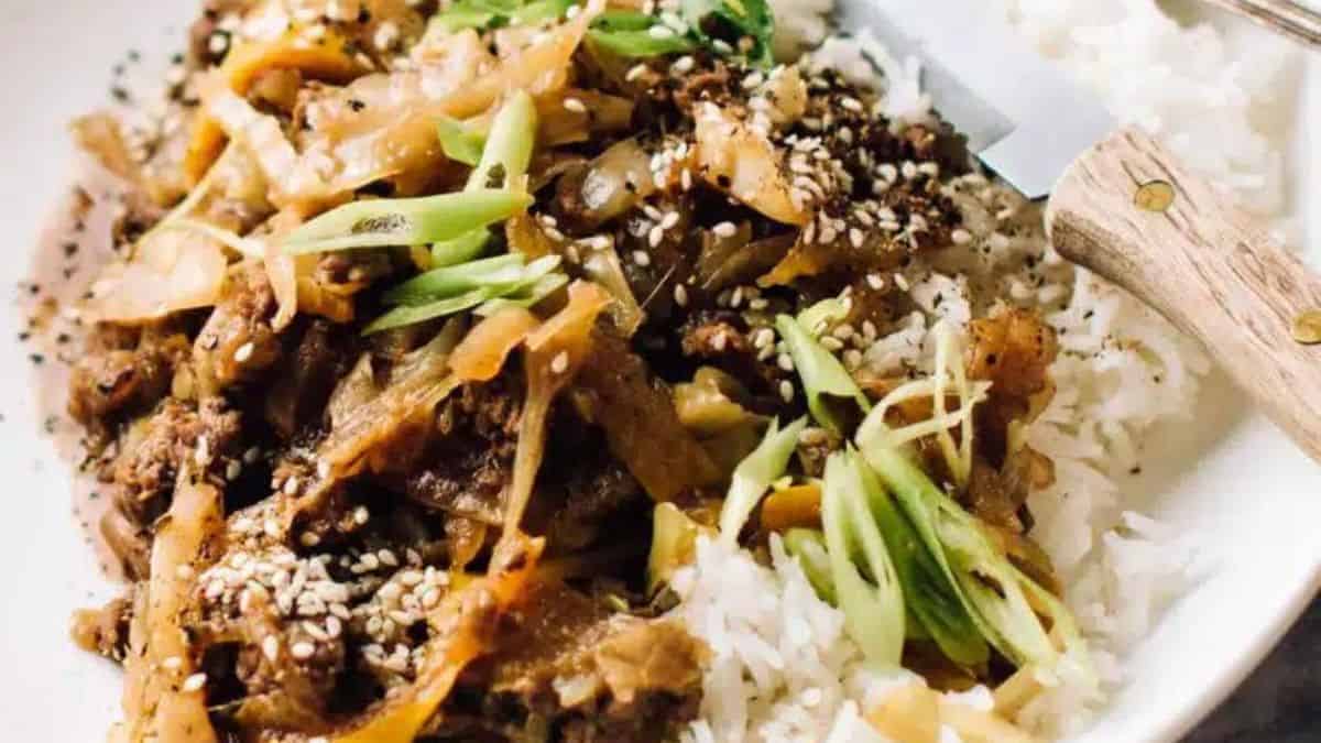 Stir-fried ground beef.