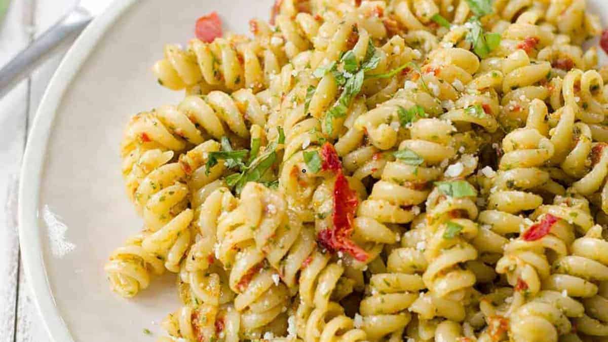 Sun-dried Tomato Pesto Pasta.