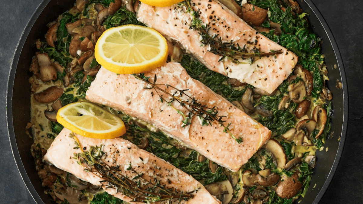 Baked Lemon Salmon on Veggies.