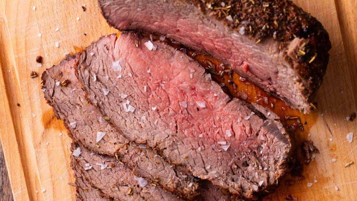 Sliced roast beef.