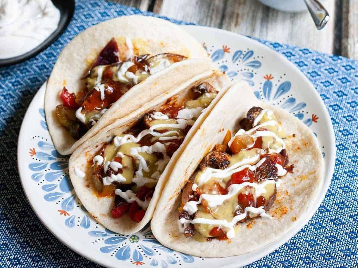 Tacos on a plate.