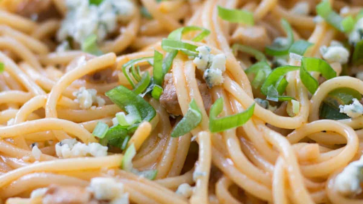 Buffalo chicken pasta.