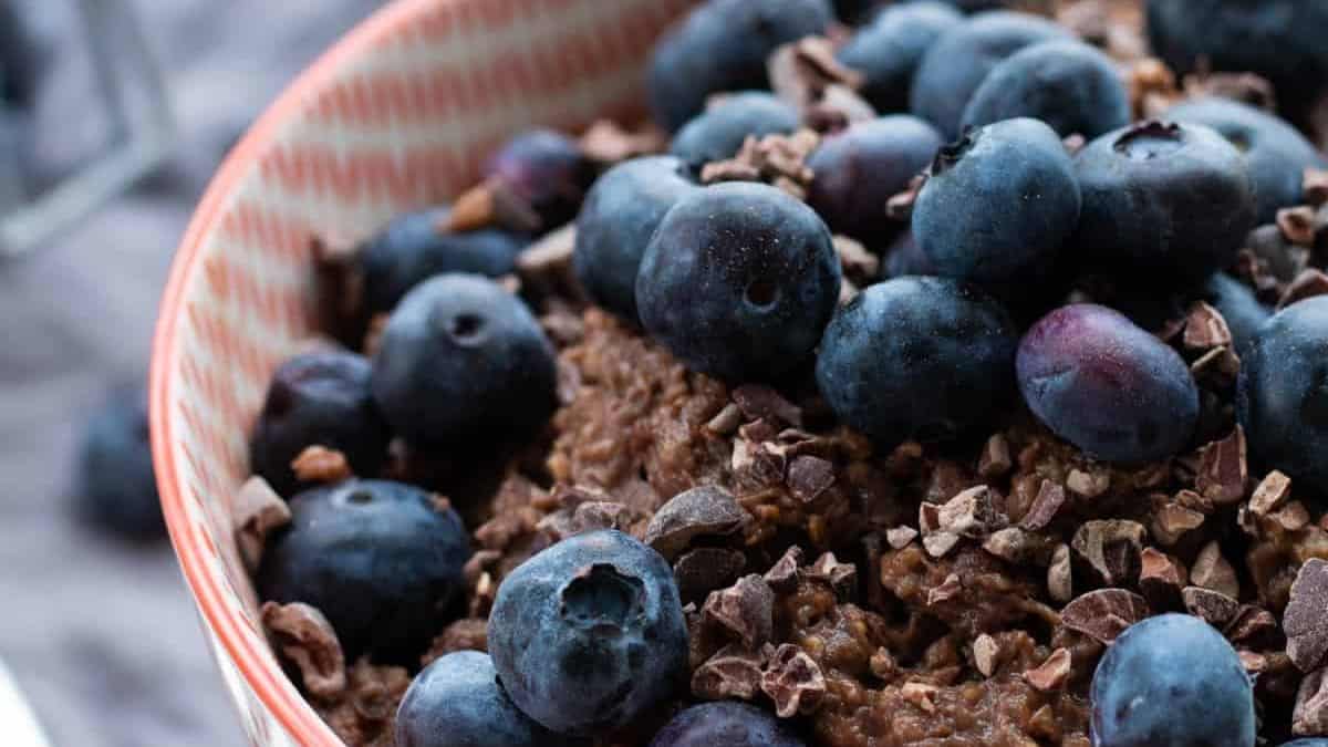 A bowl of chocolate oatmeal.