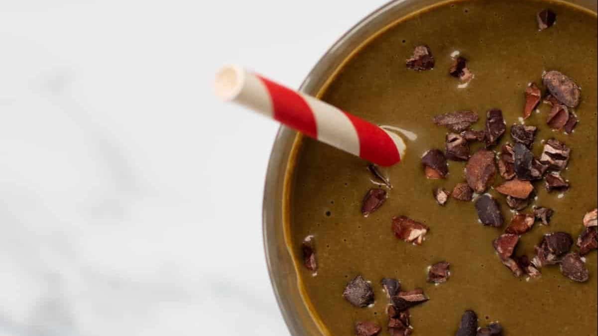 A chocolate peanut butter smoothie.