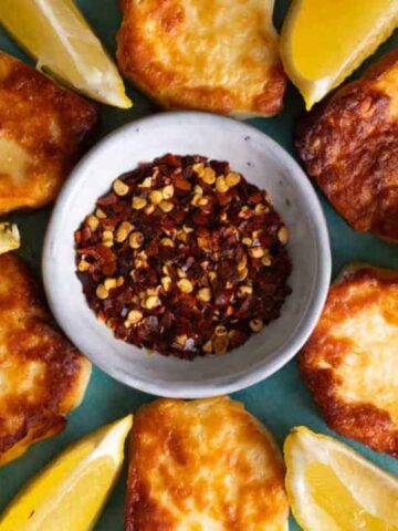 Air fried halloumi.