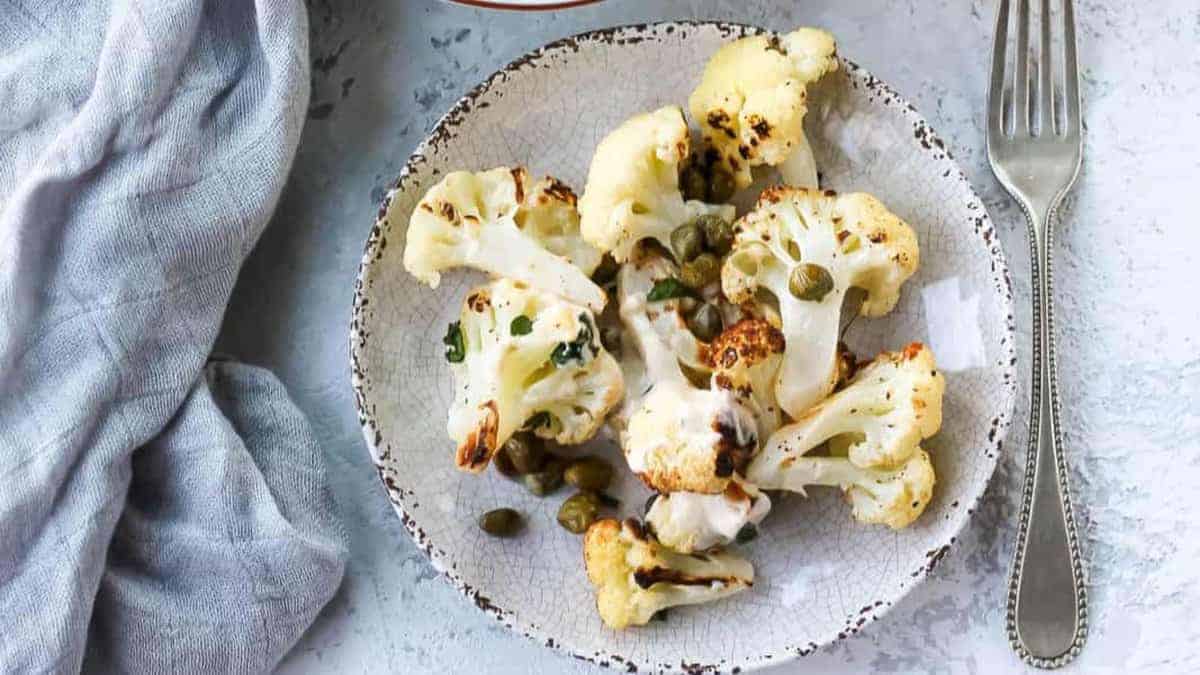 Lemon tahini cauliflower.