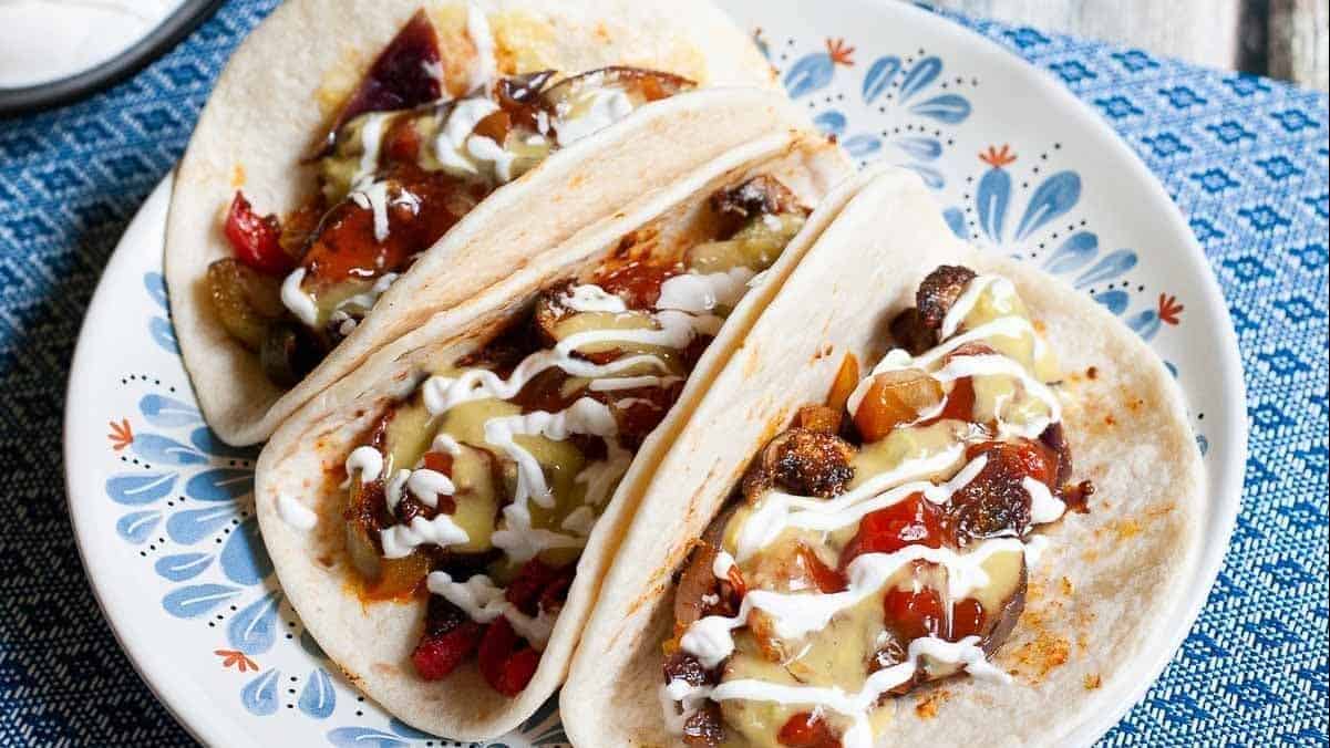 Tacos on a plate.