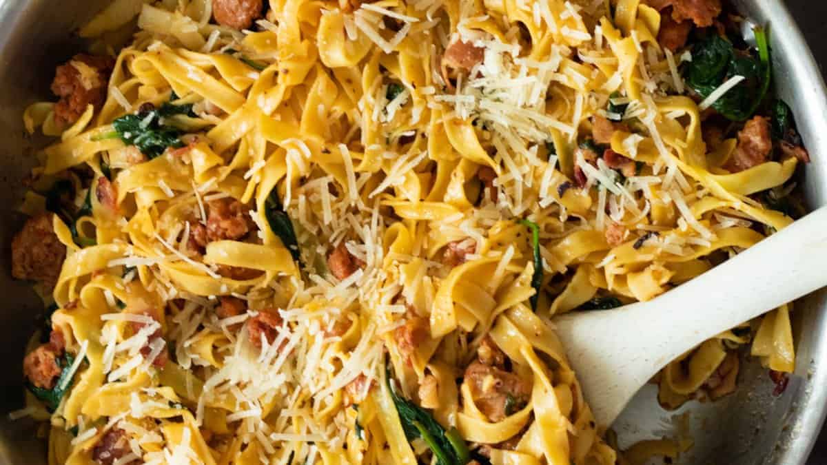 Spicy sausage pasta.