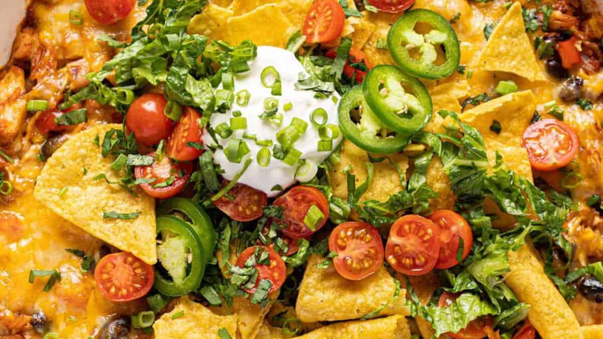 Cheesy Chicken Taco Casserole with cream.
