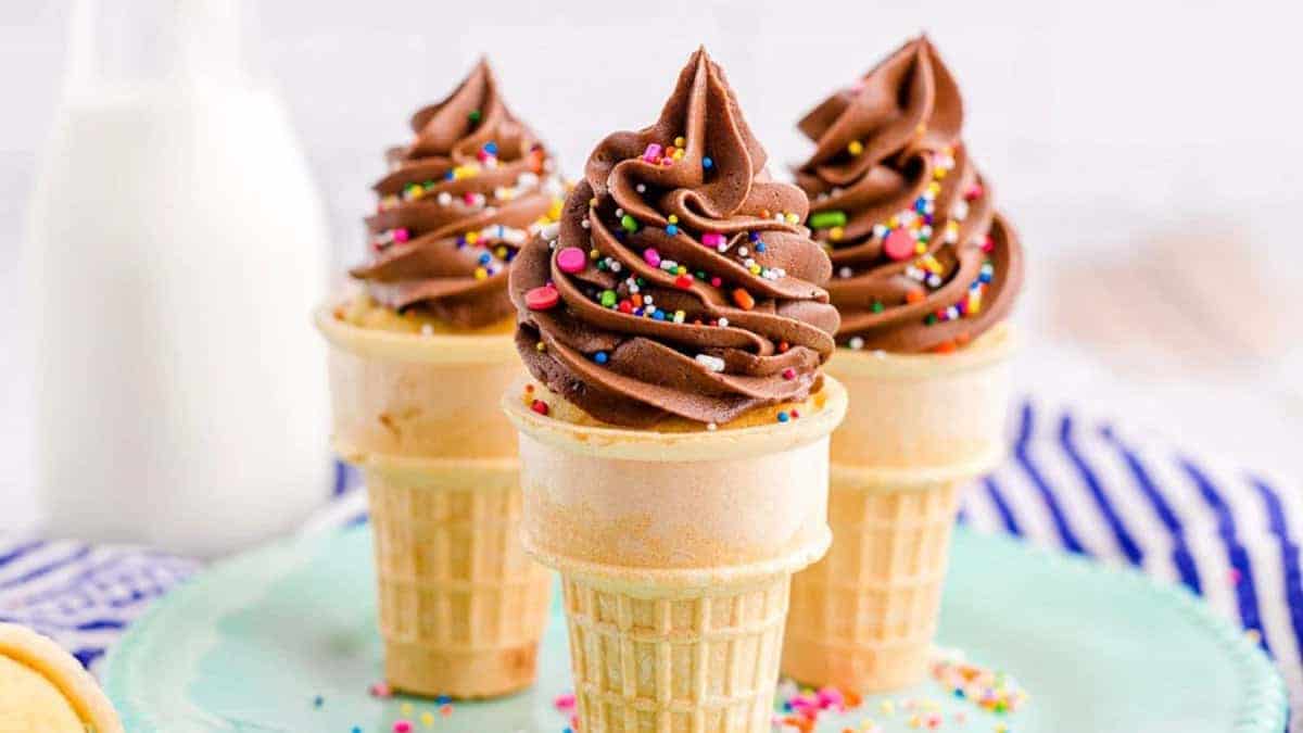 Funfetti ice cream cone cupcakes.