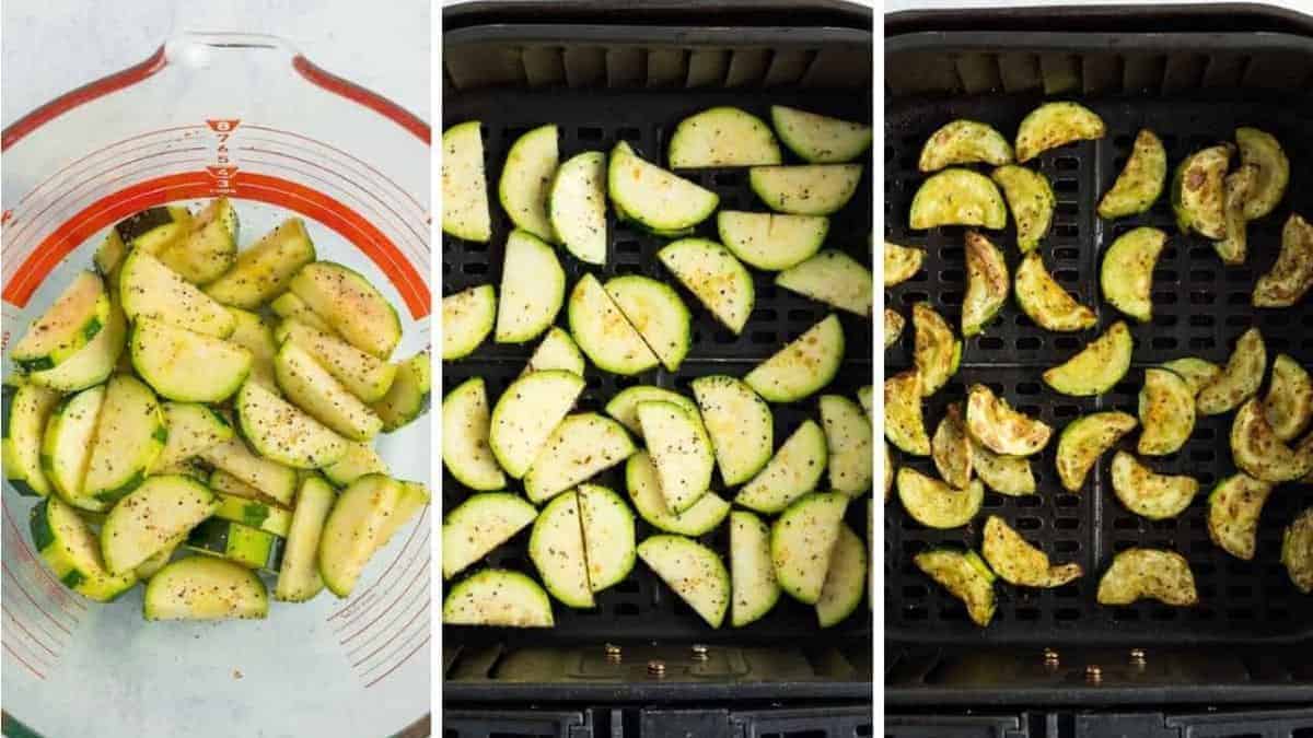 Making air fryer zucchini.