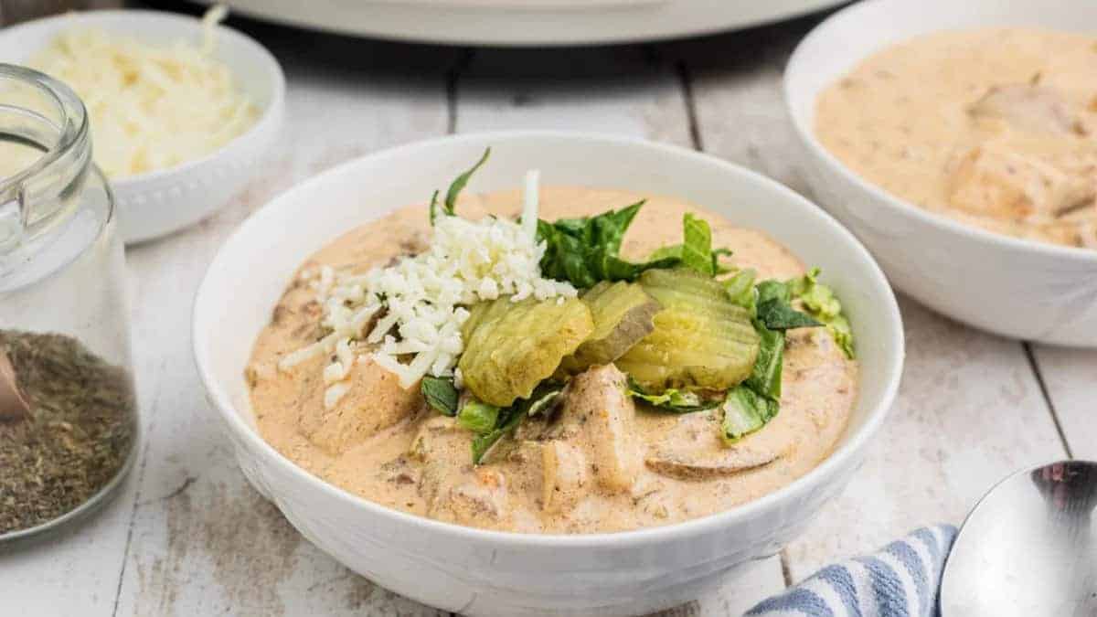 Slow Cooker Cheeseburger Soup.