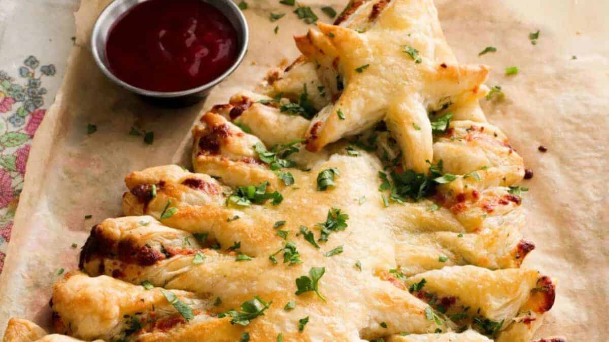 Cheese Puff Pastry Christmas Tree.
