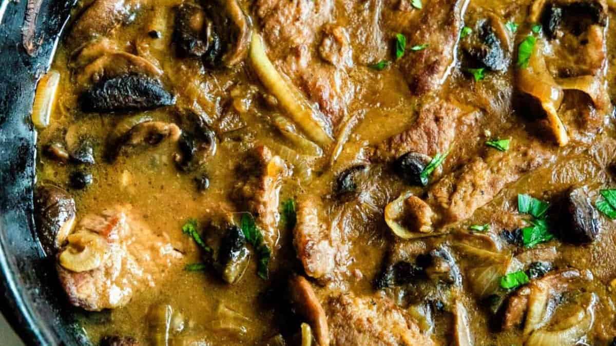 Cube Steak and Mushroom Gravy.