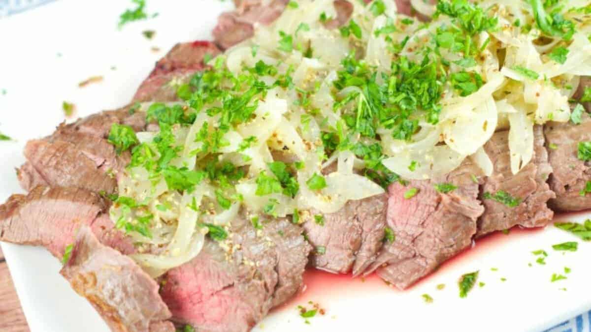 Flank Steak With Mustard Sauce.