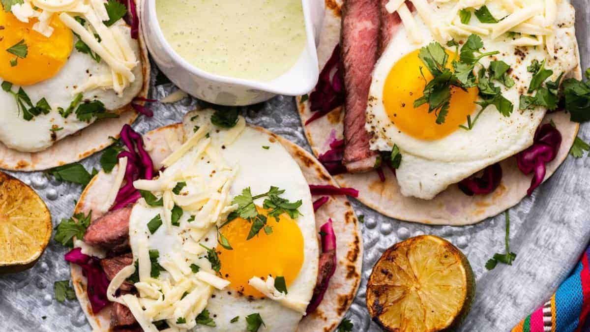 Grilled Steak and Egg Tacos.