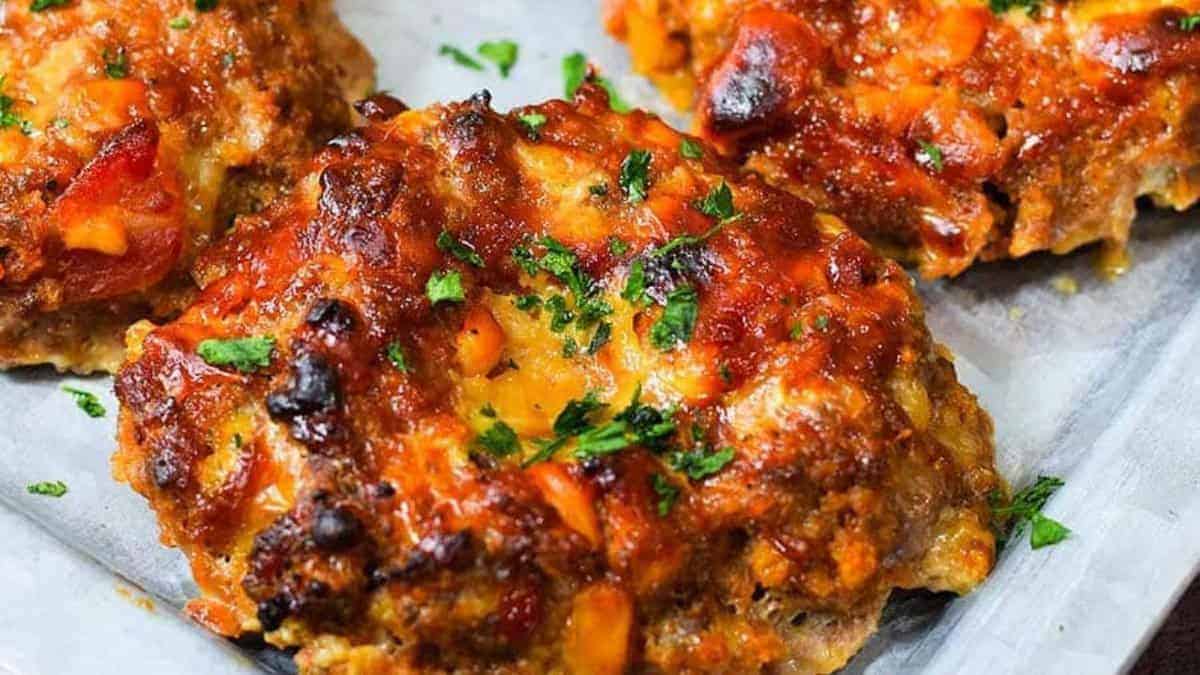 Mini BBQ Bacon Cheddar Meatloaf.