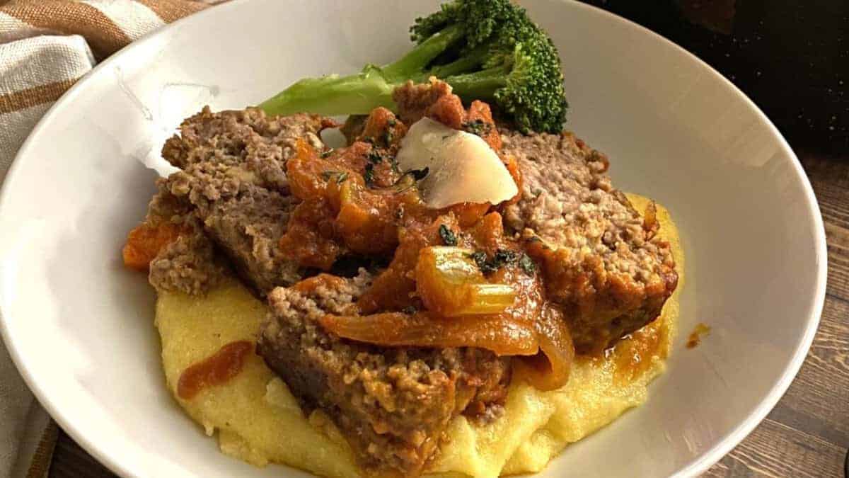 Tender Italian Meatloaf Recipe with Red Wine Tomato Sauce.