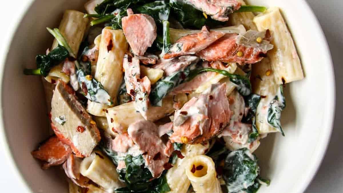 Salmon Spinach Pasta.