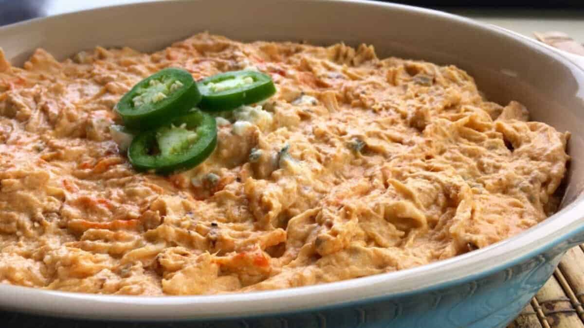 Slow Cooker Spicy Buffalo Chicken Dip.