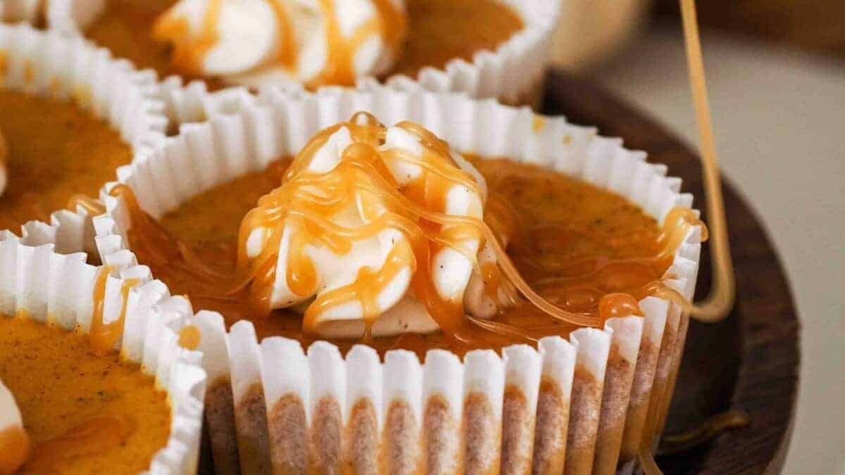 Mini Pumpkin Cheesecakes.