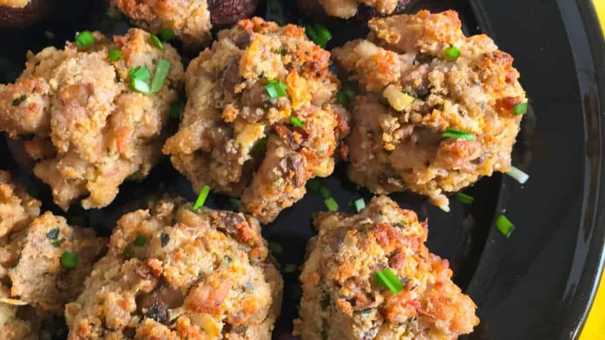 Sausage Stuffed Portobello Mushrooms Air Fryer.